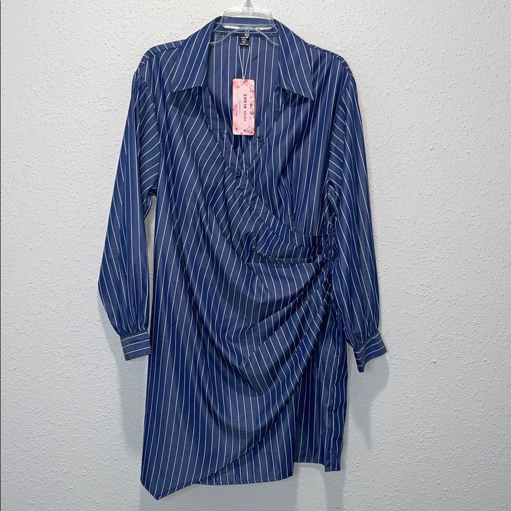 SHEIN Navy Pinstripe Dress